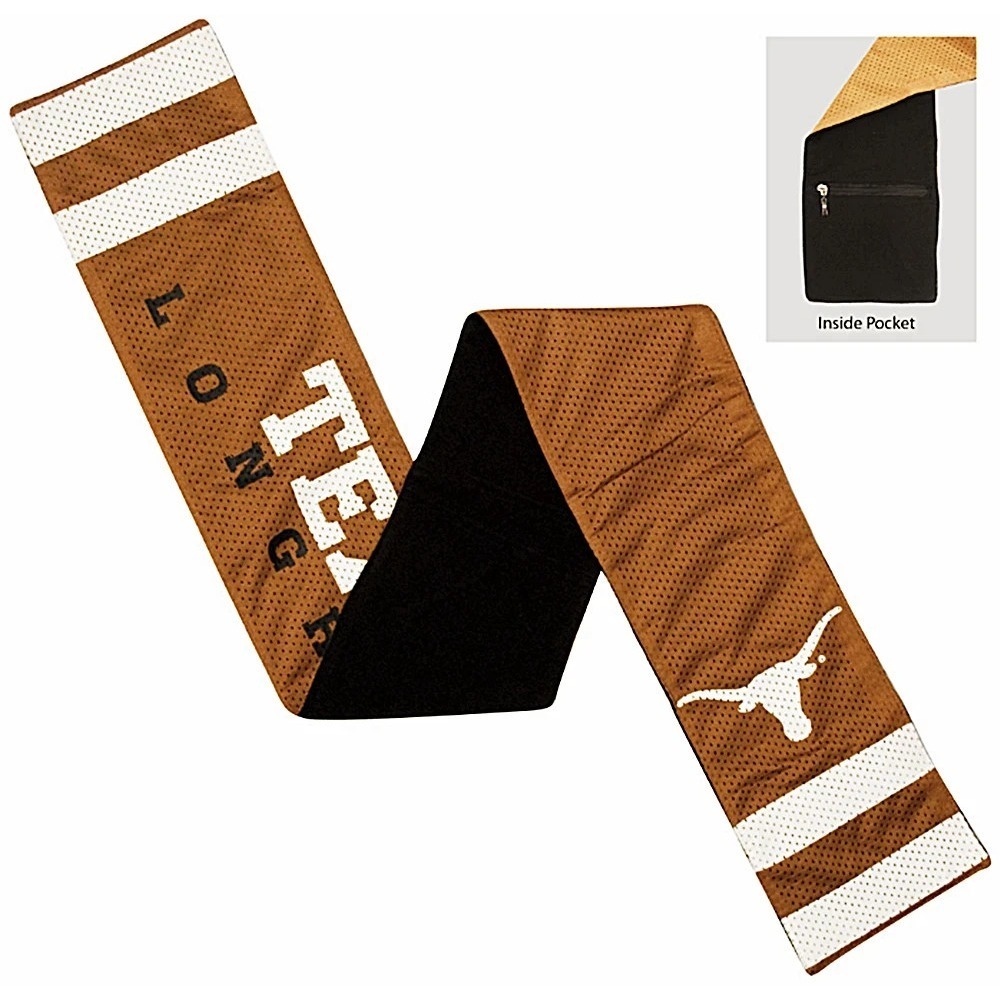 Texas Longhorns NCAA Jersey Scarf Zip Pocket College Football Fleece Lined New